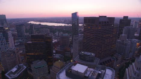 Aerial-view-of-Boston-at-sunset.