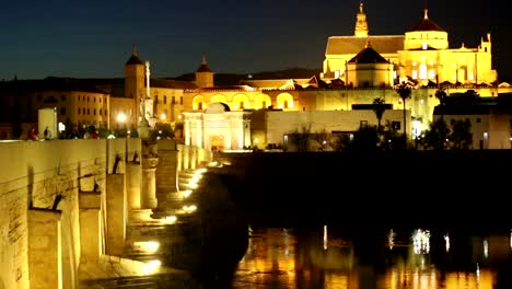 España.---Córdoba.---Puente-romano-y-a-la-Mezquita-de-noche