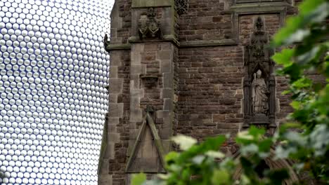 Detail-of-St-Martin-in-the-Bull-Ring-church,-Birmingham,-England.