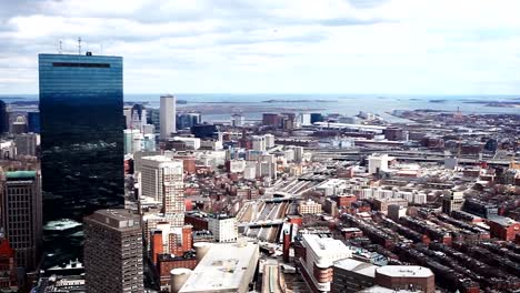 Panorámica-vista-aérea-de-la-ciudad-de-Boston,-Massachussets