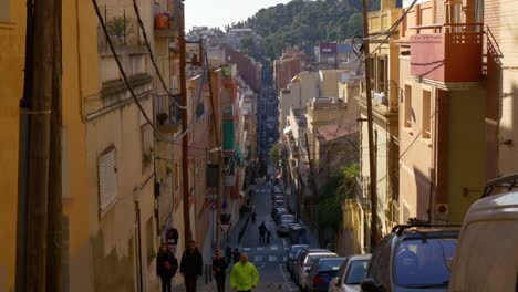 barcelona-hill-street-sonnigen-Tag-leben-4-k-Spanien