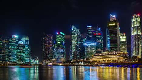 Singapur-Bucht-Nachtlicht-Runde-Panorama-4k-Zeitraffer