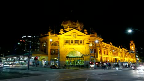 Melbourne-Australien-train-Station-Verkehr-Zeitraffer