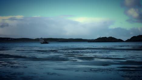 4k-Shot-of-Ship-Wreck-on-Irish-Coast-Beach