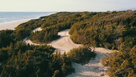 Aerial-Video-von-einem-italienischen-wilden-Strand-bei-Sonnenuntergang