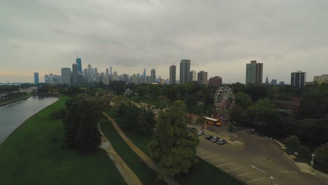 Horizonte-de-Chicago-de-aérea-de-Lincoln-Park