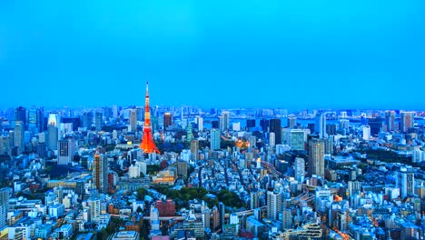 4-K.-Time-Zeitraffer-Ansicht-der-Stadt-Tokio-mit-Tokyo-Tower-in-japan