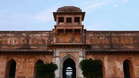 Mandu-India,-afghan-ruins-of-islam-kingdom,-mosque-monument-and-muslim-tomb.-Jahaz-Mahal.