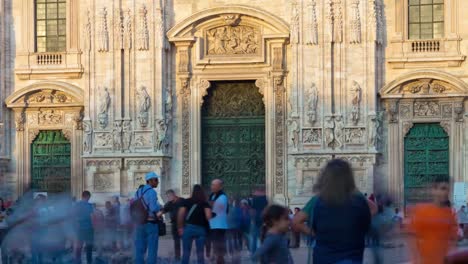 Italy-sunset-light-milan-city-famous-duomo-cathedral-entrance-panorama-4k-timelapse