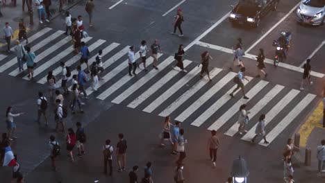 High-Angle-Time-Lapse-Shot-of-the-People-Walking-on-Pedestrian-Crossing-of-the-Road.-Big-City-with-Crowd-of-People-on-the-Crosswalk-in-the-Evening.