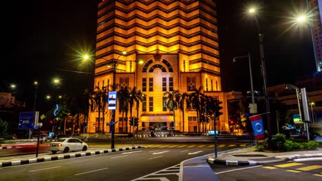 KUALA-LUMPUR,-Malasia---puede-15,-2018:-4K-Time-lapse-del-edificio-de-banco-público-de-Kuala-Lumpur