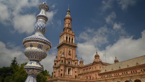 Timelapse-at-Plaza-de-Espana-in-Seville,-Andalusia,-Spain