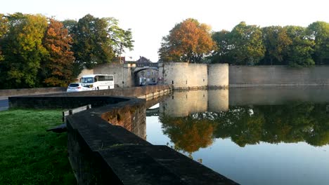 World-war-one-in-Belgium:-Ypres-today,-ramparts-surrounding-the-old-city