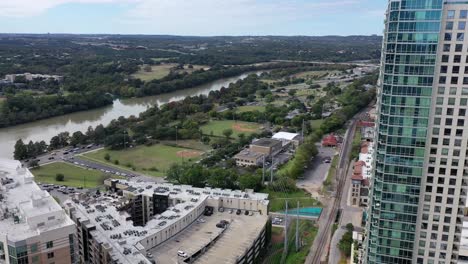 Aerial-of-Downtown-Austin,-Texas