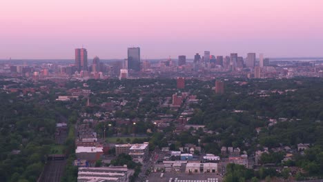 Aerial-view-of-Boston-at-sunset.