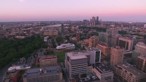 Aerial-view-of-Boston-at-sunset.