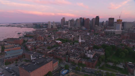 Aerial-view-of-Boston-at-sunset.