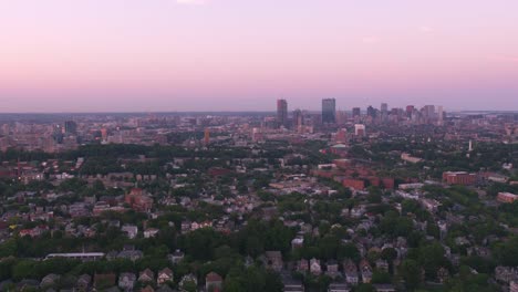 Aerial-view-of-Boston-at-sunset.