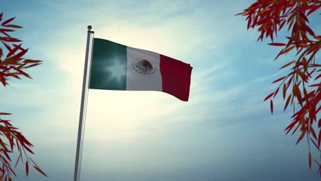 Waving-Mexican-Flag-In-Mexico-City-National-Celebration---4k-30fps-Footage