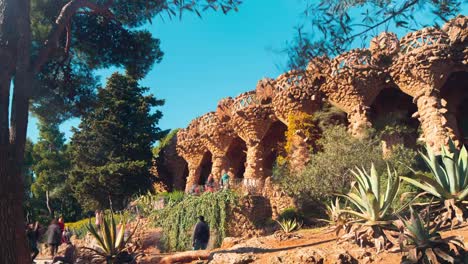 barcelona-sun-light-park-guell-walking-road-gaudi-ruins-4k-time-lapse-spain