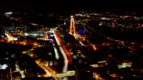 Aerial-timelapse-view-of-the-Boston-Skyline-at-dusk