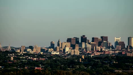 Sonnenuntergang-Timelapse-der-Innenstadt-von-Boston,-Massachusetts.