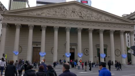 Front-of-Buenos-Aires-Cathedral-in-May-square-during-Bicentennial-independence-day-celebrations