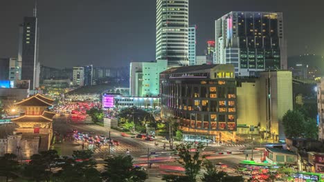 Panorama-de-lapso-de-Seúl-la-noche-tráfico-tiempo