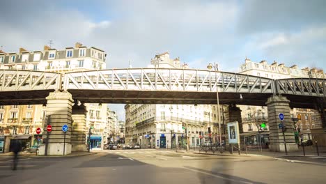 france-sunset-sky-paris-famous-metro-line-dupleix-block-crossroad-panorama-4k-time-lapse