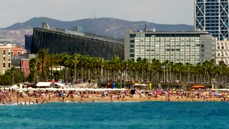 Beaches-and-architecture-of-Barcelona-city.Time-lapse.