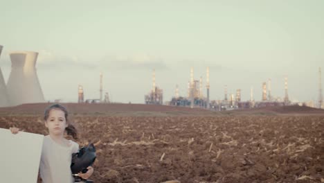 Save-the-plant.-kids-standing-near-a-refinery-wearing-gas-masks