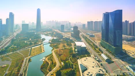 4-k-Zeitraffer-von-Songdo-Central-Park-in-Incheon-City-von-Südkorea