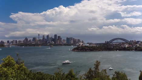 Timelapse-of-Sydney-Harbour,-CBD-and-Harbour-Bridge-in-4k