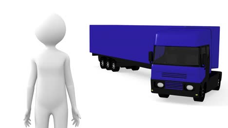 3D-Person-und-blaue-Autotruck