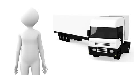 3D-Person-und-weißen-Autotruck