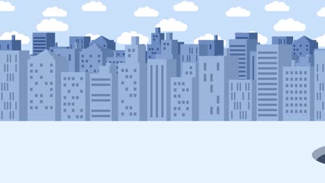Business-man-fall-into-the-hole.-Background-of-buildings.-Risk-concept.-Loop-illustration-in-flat-style.
