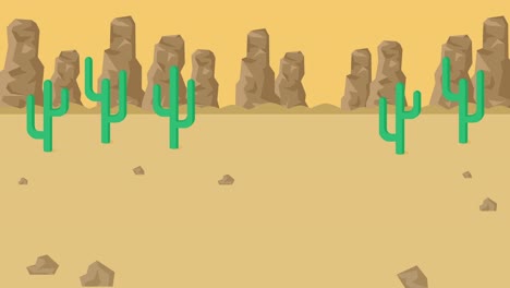 Business-woman-jump-over-the-hole.-Background-of-desert.-Risk-concept.-Loop-illustration-in-flat-style.