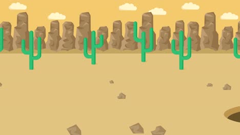 Business-woman-fall-into-the-hole.-Background-of-desert.-Risk-concept.-Loop-illustration-in-flat-style.