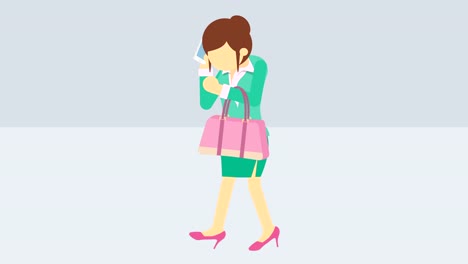 Business-woman-walking-with-briefcase-and-phone.-Success-concept.-Loop-illustration-in-flat-style.