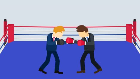 Business-man-battle-in-boxing-gloves.-Business-competition-concept.-Loop-illustration-in-flat-style.