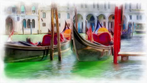 beautiful-Venetian-gandols-are-rocking-on-the-waves.-Grand-Canal-in-Venice