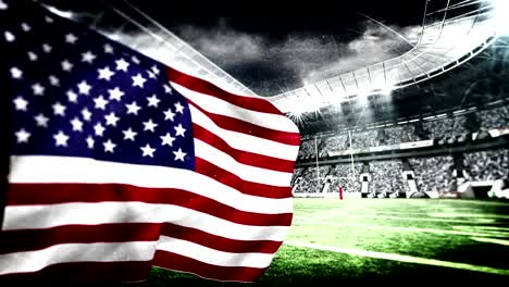 Amerikanische-Flagge-Blasen-in-football-stadium