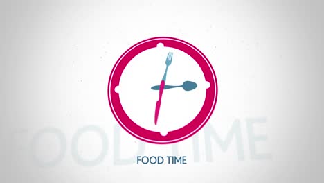 Reloj-de-tiempo-de-alimentos-símbolo-de-animación-con-pantalla-plana