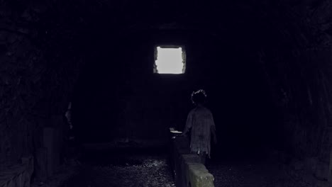 4k-Horror-Shot-of-an-Abandoned-Child-Moving-to-Camera-from-Darkness