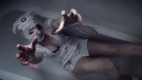 4k-Horror-Nurse-Zombie-Crawling-to-Camera-in-Bathtub