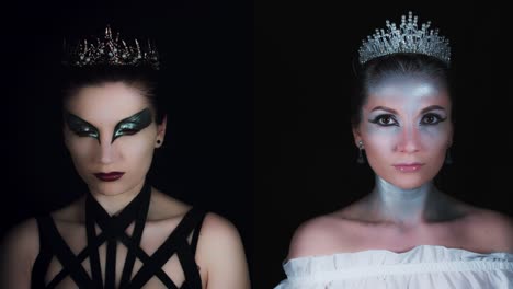 4K-Halloween-Black-And-White-Queen-gespielt-von-derselben-Person