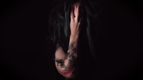 4k-Scary-Woman-posing-with-Horror-Tattoo