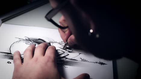 4k-Tattoo-Artist-Drawing-the-Design-for-Tattoo