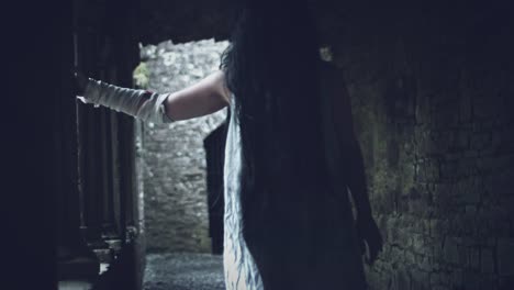4k-Horror-Psycho-Woman-Walking-in-Abandoned-Castle