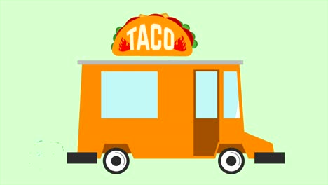 Animación-de-la-furgoneta-de-entrega-de-taco